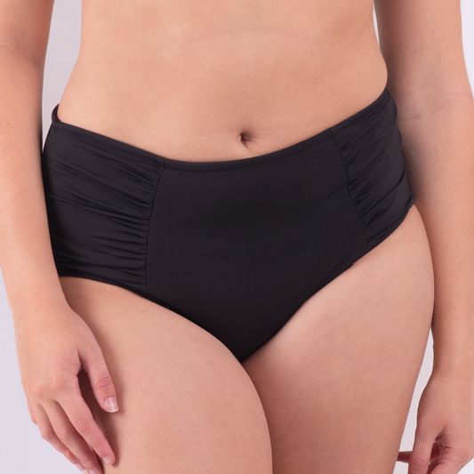 The Akira Ruched High Waist Bikini Bottom - Period Proof