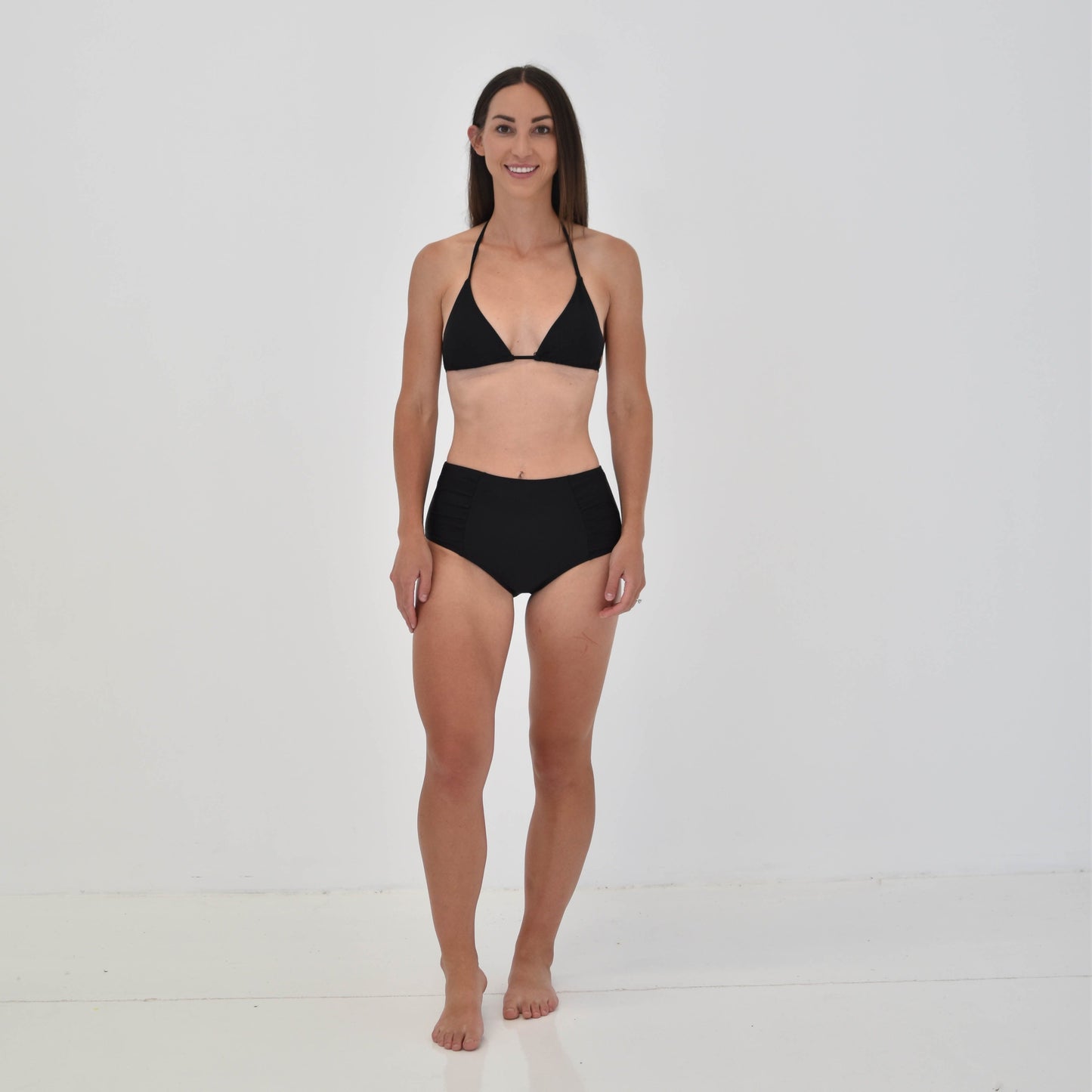 Petaluda Basics High Waist Ruched Bikini Brief - Black