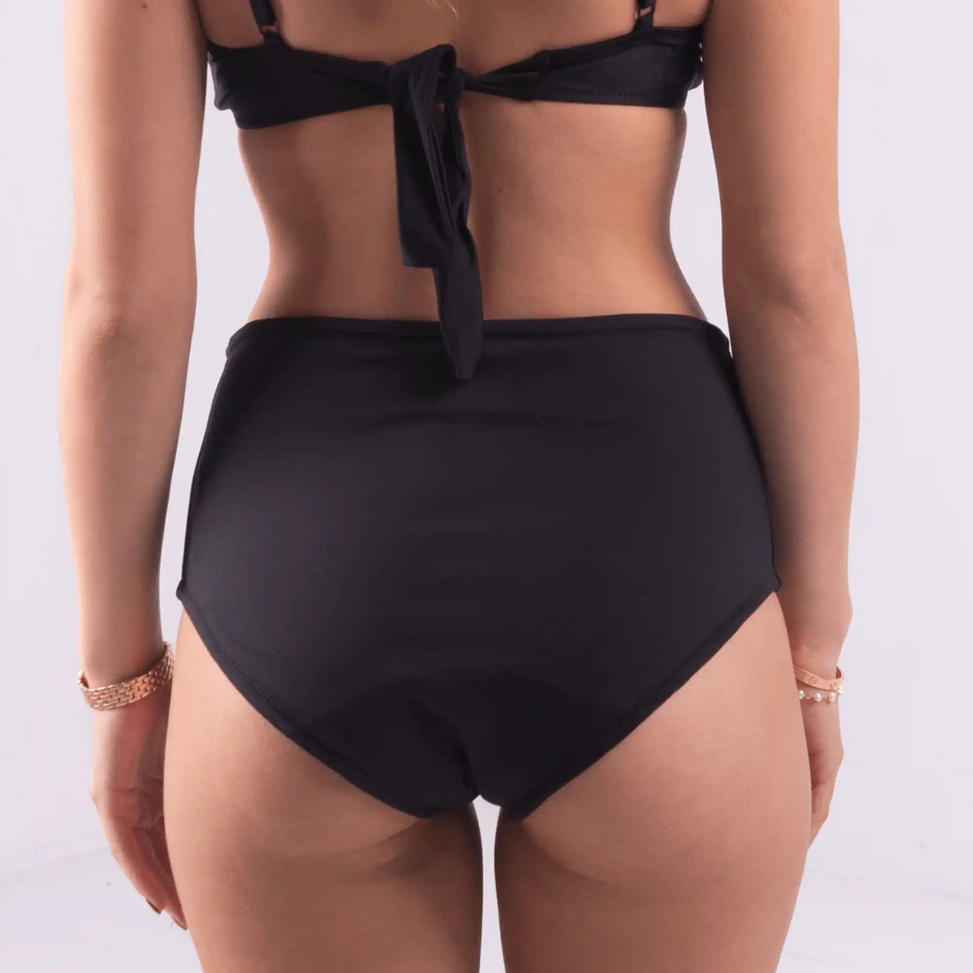 The Akira Ruched High Waist Bikini Bottom - Period Proof - Petaluda Swim
