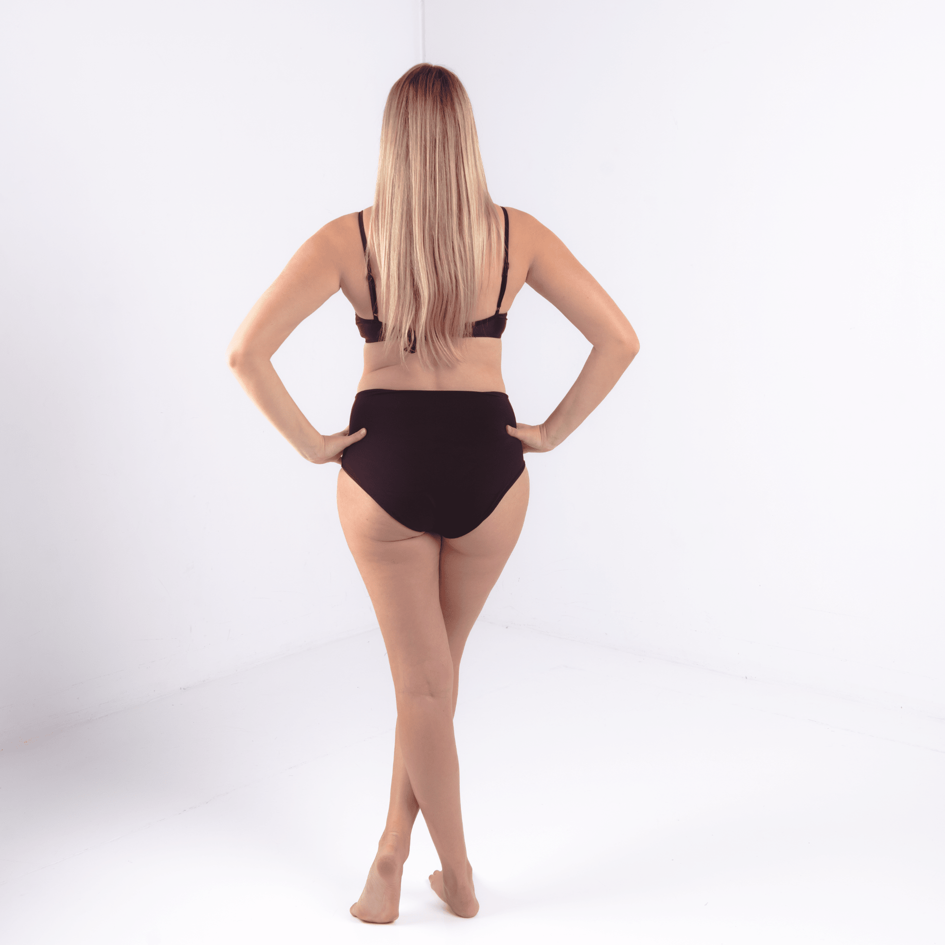 Black ultra high waist period swimwear for teens full coverage fit