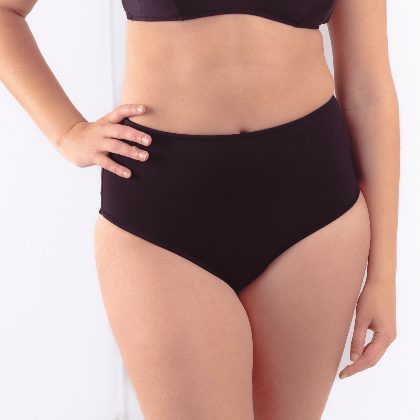 Black ultra high waist period swimwear for teens full coverage fit